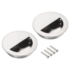 2pcs Recessed Handle Stainless Steel 59mm/2.32″ Semicircle Pulls with 4 Screws