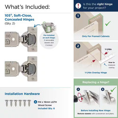 2-Pack Nickel 1 1/4 Inch 32Mm Overlay Face Frame Soft Close Concealed Cabinet Hi