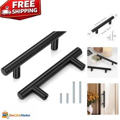 3 Inch Hole Centers Flat Black T Bar Cabinet Pulls – 10 Count Replacement Set