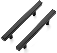 Juego de 30 tiradores cuadrados de 6″ para gabinetes, acero inoxidable negro mat