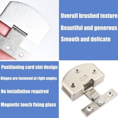 Wanlian Silver Glass Door Hinge Display Cabinet Hinge 90-Degree Glass Clamp