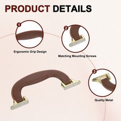 8 Pcs 6.1″ (156mm) Luggage Handle, Dark Brown Gold Base/Black Gold Base