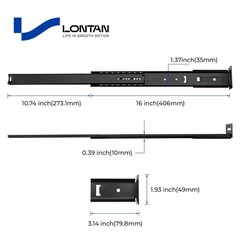 2 Pcs Black Center Mount Drawer Slides 16 Inch – Bottom Centered Drawer Mount…