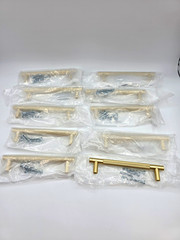 10-Pack Satin Gold Knurled Bar Cabinet Pull Handles 6.2 in, 5 in CTC, Screws