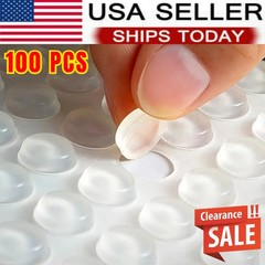 100 Pcs Self-Adhesive Cabinet Door Bumpers, Clear Sound Dampening Rubber US