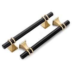 5 Pack 61/4 Inch Black & Gold Cabinet Handles Modern Cabinet Pulls for Kitch…