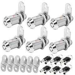 Cam Lock RV Storage Locks Keyed Alike, 1-1/8″ Fits on 7/8″ Max 1-1/8 Inch 6Pack