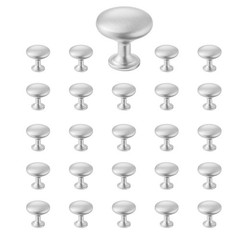 25 Pack Zinc Alloy Mushroom Knobs 1.1in for Cabinets and Drawers Nickel