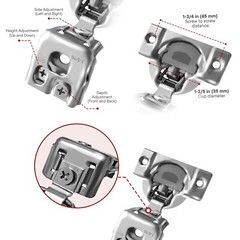 30 Pieces 1-5/16″ Overlay Soft Closing Face Frame Cabinet Door Hinges with Screw