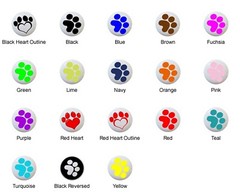 Paw Prints in Various Colors Dog Cat on 1.5″ DECORATIVE Glossy CERAMIC KNOBS