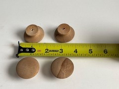 Set of 4 Unfinished Wood Round Flat Mushroom Shape Drawer Pulls