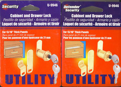 2 New Defender Security Cabinet and Drawer Locks U-9946 For 13/16″ Thick Panels