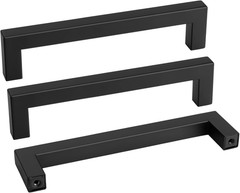 45 Pack 6-1/4 Inch Black Cabinet Handles Matte Black Drawer Pulls Stainless Stee