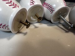 Set of 4 Baseball Pulls Cabinet Door Knobs Pulls Childs Dresser Drawers