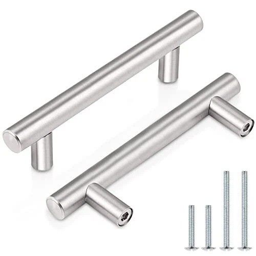 30 Pack 3″ Hole Centers Euro T Bar Cabinet Pulls Stainless Steel Kitchen Drawer