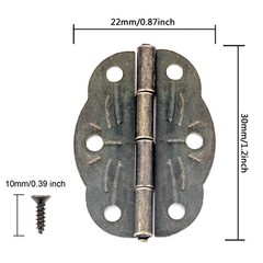 40 Pack Small Oil Rubbed Brass Hinges for Wooden Jewelry Box with Screws