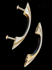 Vintage Set Of Two Preowned Chrome Stepped Sides Art Deco Cabinet Handles
