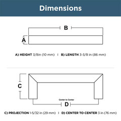 10-Pack Simple Modern Square 3 In. (76 Mm) Modern Cabinet Drawer Pulls in Stainl