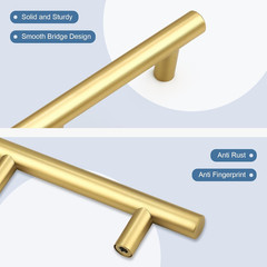 30 Pack 3 Inch Hole Center Brushed Gold Cabinet Pulls, Brushed Brass Kitchen Cab