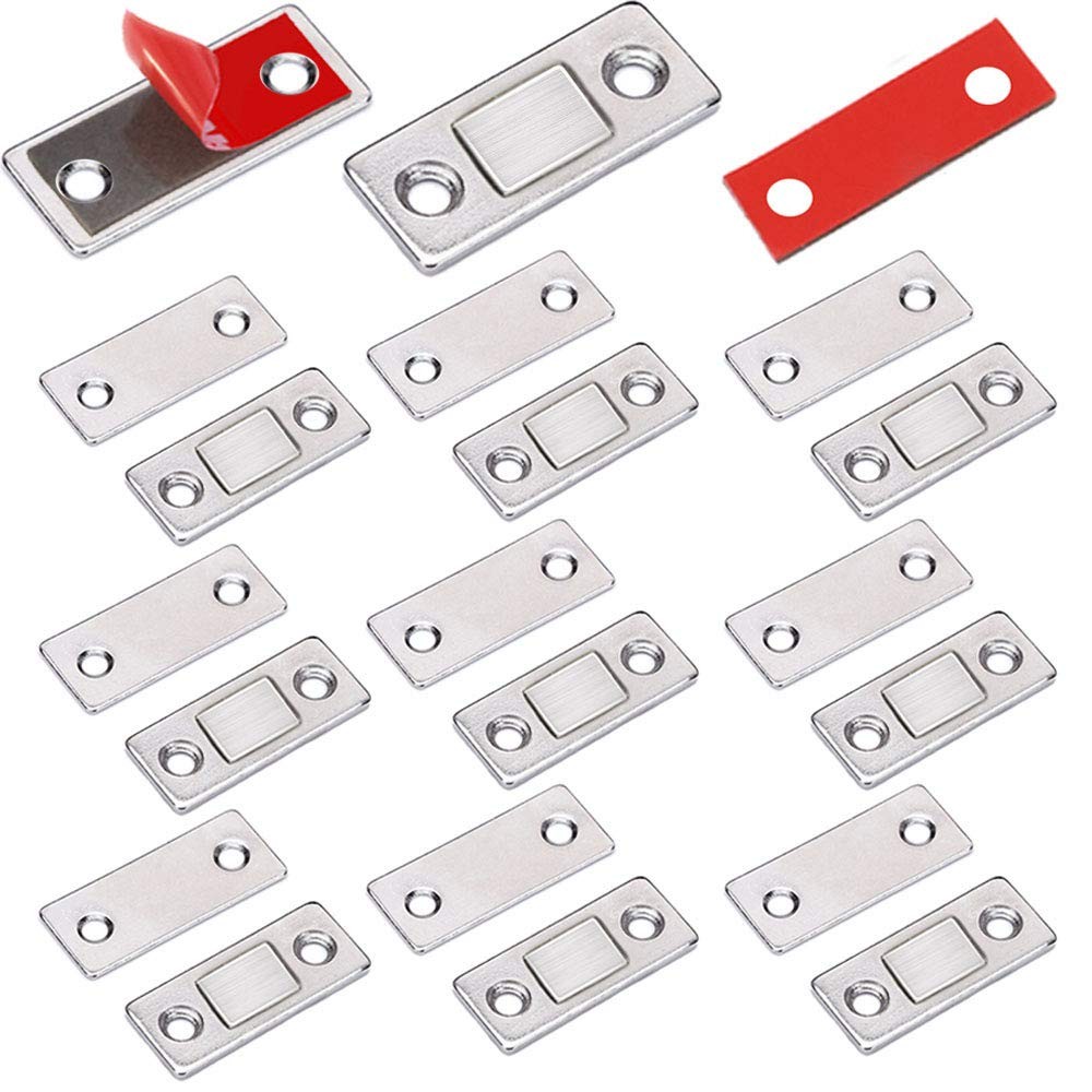 Ultra Thin Cabinet Door Magnets 10 Pack Stainless Steel Magnetic Catch Heavy Dut