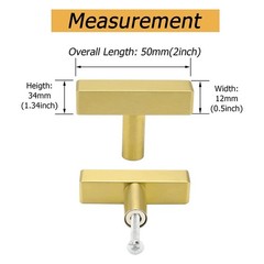 10 Pcs Gold Stainless Steel Kitchen Square Cabinet Handle T Bar Drawer Pulls NEW
