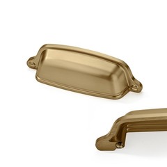 10 PCS 3 Inch 76 mm Brushed Brass Cabinet Cup Pulls Gold Kitchen Hardware