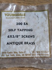 6 – NOS NEW Youngdale #6 Hinge Cabinet Door – ANTIQUE BRASS – ORIGINAL