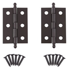 Oil Rubbed Bronze Plated Butt Hinges with Ball Finials | 2 High x 1 3/8Wide | Pa