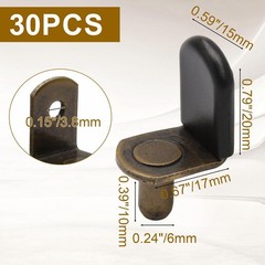 30 Pcs Shelf Support Pins, 1/4 Inch L-Shaped Cabinet Shelf Pegs with Rubber S