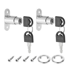 2Pcs 1-1/2″x3/4″ Drawer Desk Cabinet Push Plunger Lock Keyed Alike