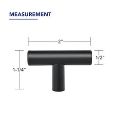 Pack 2 Inch Length Kitchen Cabinet Single Hole Center 5 Matte Black T-Shaped