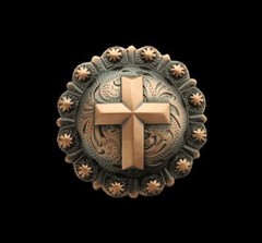 Western Lodge Cabin Kitchen Decor ! 1/2″ Copper Cross Concho Drawer Pulls Set 6