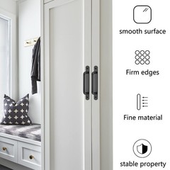 2 PCS Black Barn Door Handles 192mm/7.56 Inch Stainless Steel Sliding Pulls