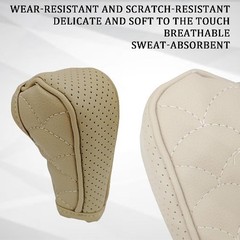 PU Leather Gear Shift Knob Cover, Waterproof and Breathable Prote Color: Beige