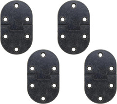 Drop Leaf Table Hinges, 2.56 X 1.5 Inch, Vintage Black Iron, 2Pcs | Oval Shape
