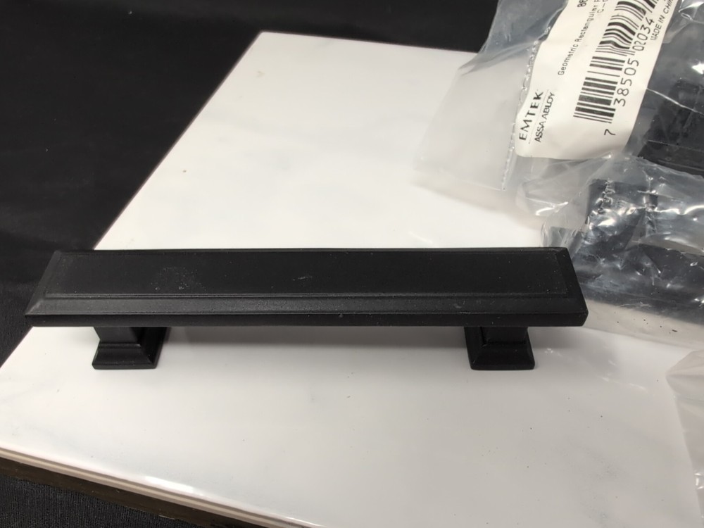emtek geometric rectangular pull 4 inch 86301US19 Set of 8