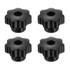 4pcs 7-Star Knob M10 Thread 40mm Head Through Hole Brass Insert Handle Black