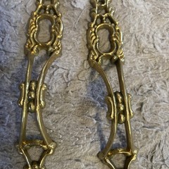 (2) 3-3/8 inch Victorian China Cabinet Finger Pull with Keyhole Solid Brass