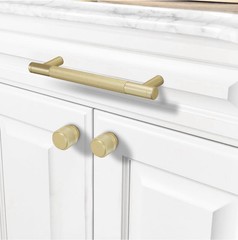8 Pack 5 Inch(128Mm) Brushed Brass Cabinet Handles Gold Knurled Kitchen Cabinet