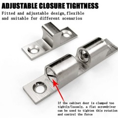 2 PCS 43mm Solid Stainless Steel Cabinet Door Latch Dual Ball Roller Catch