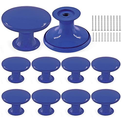 10pcs Metal Cabinet Knobs Drawer Knobs, Round Shaped Dresser Knobs Royal Blue