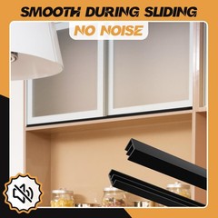 Landical 2 Sets Plastic Sliding Door Track Set for Cabinet 4 ft Long, Black