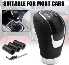 5 Speed Shift Knob, Weihted Manual Gear Shifter Knobs, Leather G Color: Black