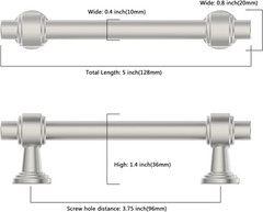 Asidrama 10 Pack 3.75 Inch(96mm) Brushed Satin Nickel Kitchen Cabinet Handles, C