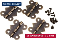 4-Pack Small Butterfly Hinges, Antique Brass Jewelry Box Hinges for Cabin