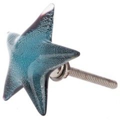 1 Starfish Blue Nautical Star Glass Knob Cabinet Drawer Pulls Handle Beach Decor