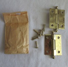 NOS Light Narrow Butts hinge bright brass ball tip 2″ #528 Cabinet door shutter