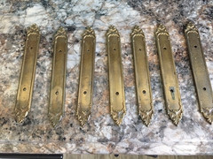 Lot 7 Vintage Patina Brass Ornate Door/ Drawer Handle Pull Backing Plates