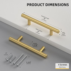 10 Pack 3 Inch Gold Cabinet Handles Brushed Gold Cabinet Pulls Stainless Steel D