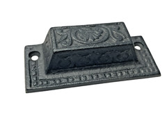 Black Cast Iron Carved Metal Bin Drawer Pulls Cabinet Decorative Set Of 2